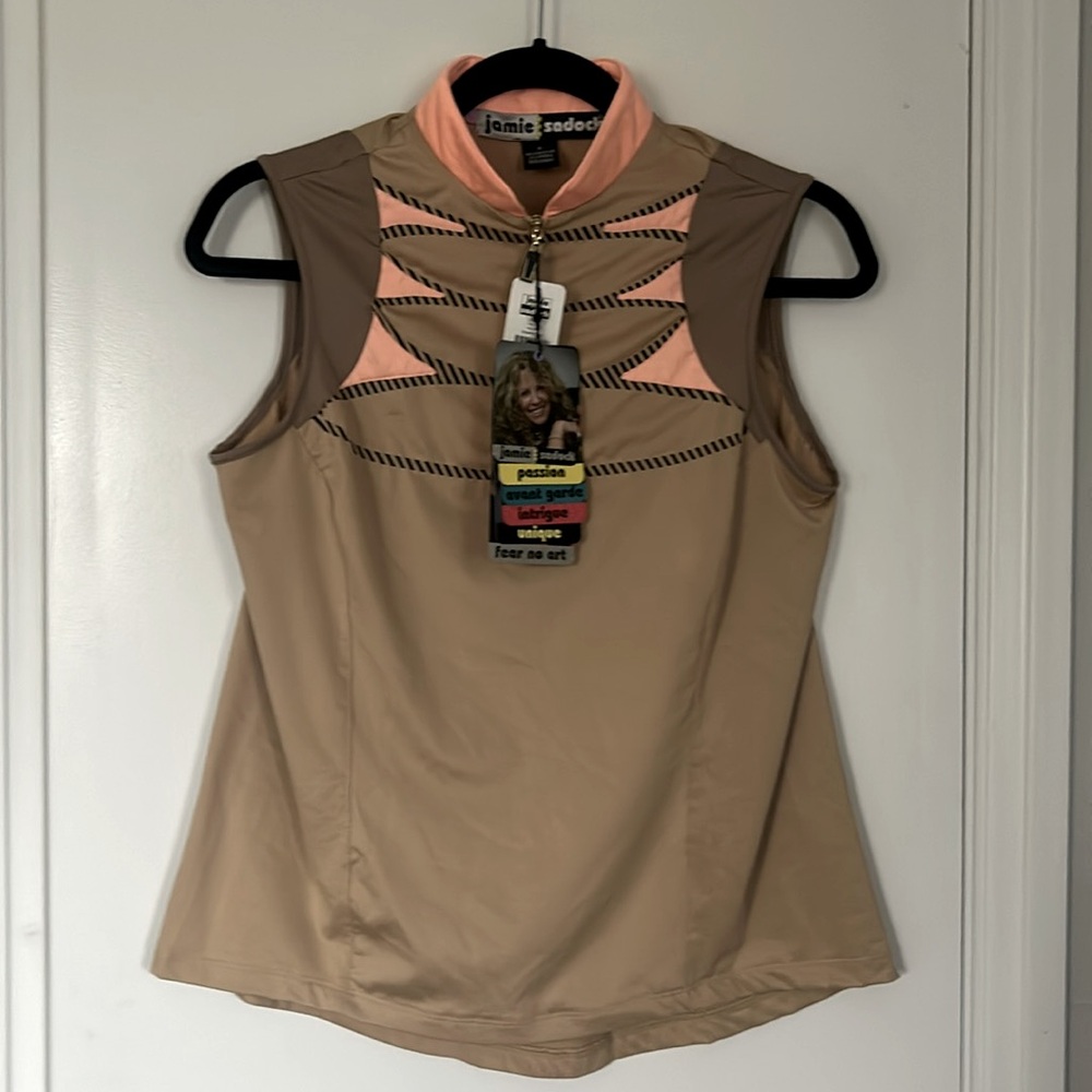 Jamie Sadock ladies golf shirt, small, sleeveless, 1/4 zip, NWT